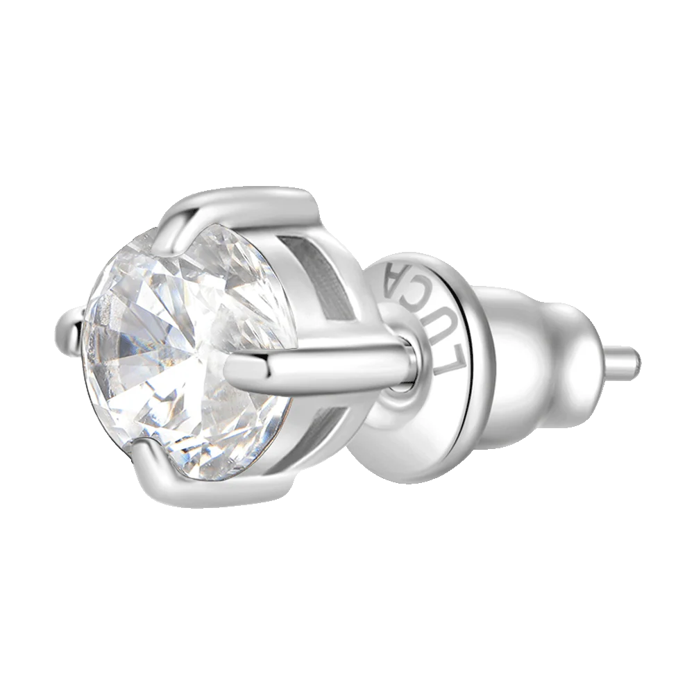 MONO ORECCHINO DONNA IN ACCIAIO CON ZIRCONE BIANCO