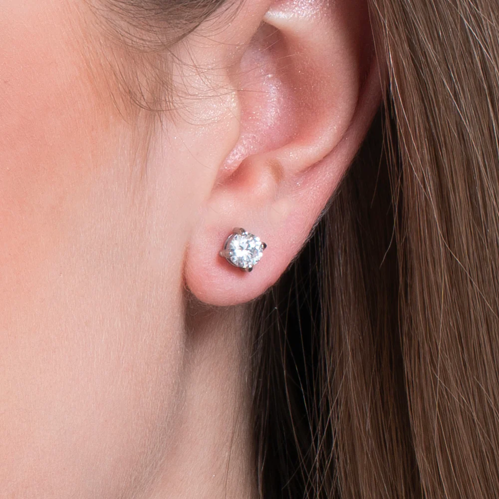 MONO ORECCHINO DONNA IN ACCIAIO CON ZIRCONE BIANCO - Image 2