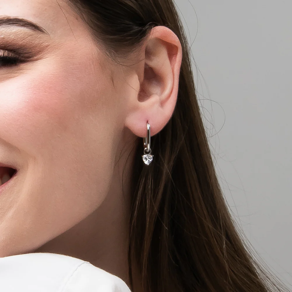 MONO ORECCHINO DONNA IN ACCIAIO CON ZIRCONE BIANCO - Image 2