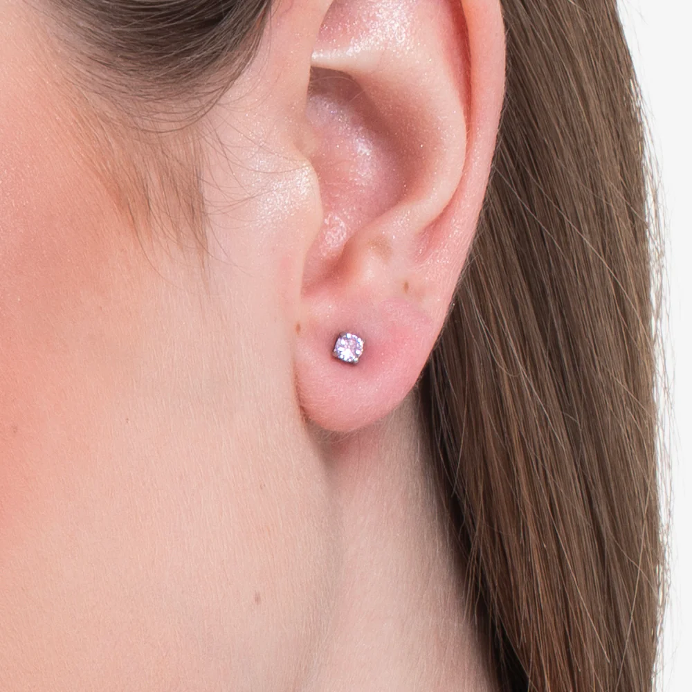 MONO ORECCHINO DONNA IN ACCIAIO CON ZIRCONE ROS - Image 2