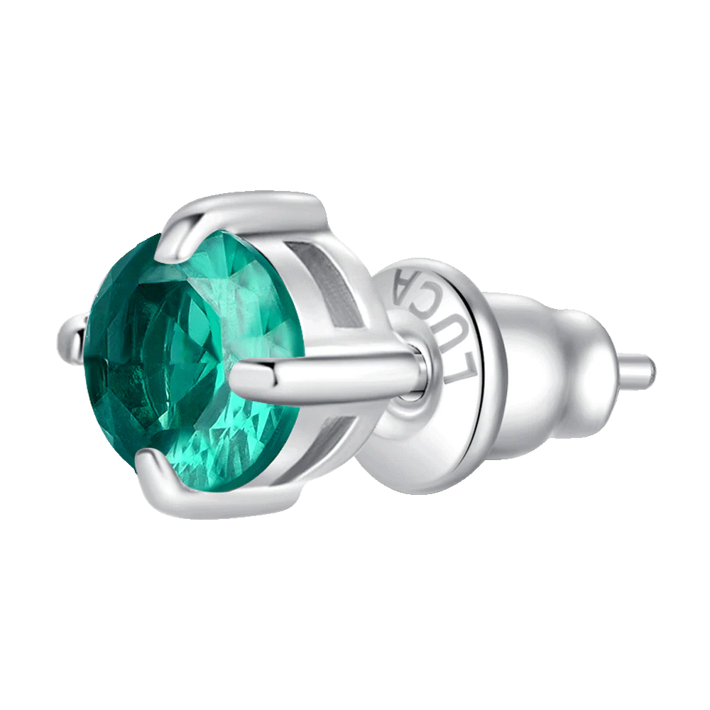 MONO ORECCHINO DONNA IN ACCIAIO CON ZIRCONE VERDE