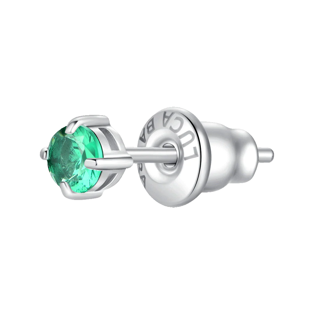 MONO ORECCHINO DONNA IN ACCIAIO CON ZIRCONE VERDE
