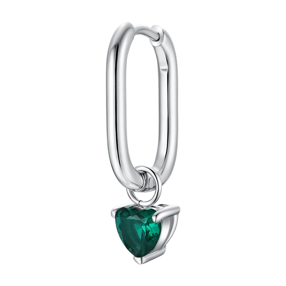 MONO ORECCHINO DONNA IN ACCIAIO CON ZIRCONE VERDE