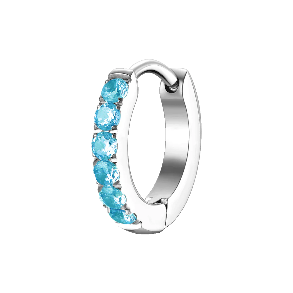 MONO ORECCHINO DONNA IN ACCIAIO CON ZIRCONI ACQUAMARINA
