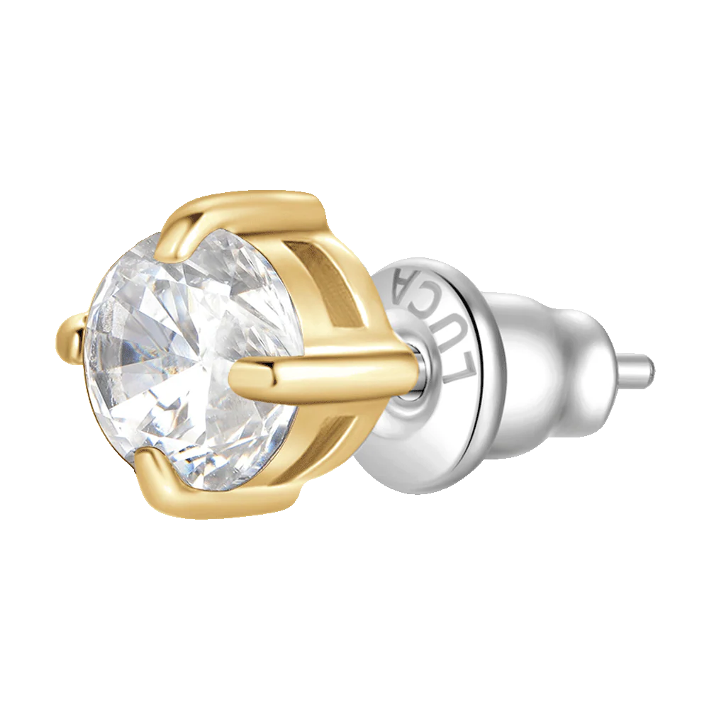 MONO ORECCHINO DONNA IN ACCIAIO IP GOLD CON ZIRCONE BIANCO