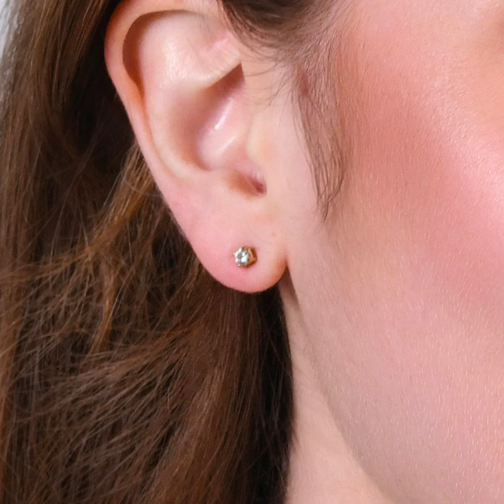 MONO ORECCHINO DONNA IN ACCIAIO IP GOLD CON ZIRCONE BIANCO - Image 2