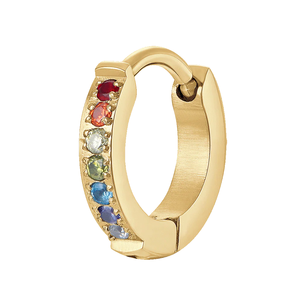 MONO ORECCHINO DONNA IN ACCIAIO IP GOLD CON ZIRCONI MULTICOLOR