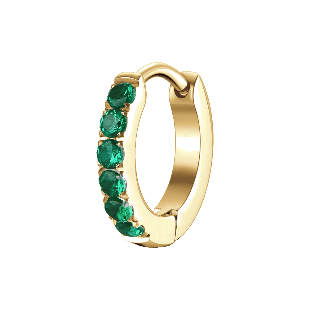 MONO ORECCHINO DONNA IN ACCIAIO IP GOLD CON ZIRCONI VERDI