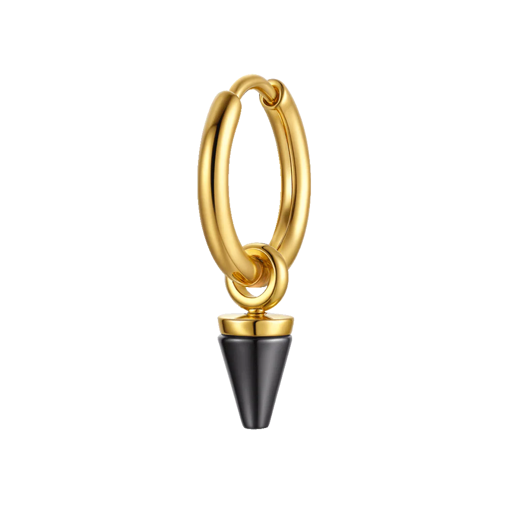 MONO ORECCHINO UOMO IN ACCIAIO IP GOLD CON ELEMENTO IP NERO