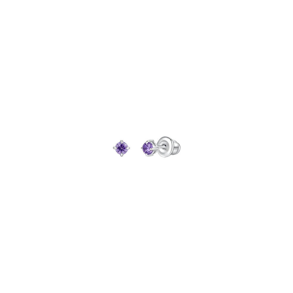 ORECCHINI BAMBINA IN ACCIAIO CON ZIRCONE VIOLA