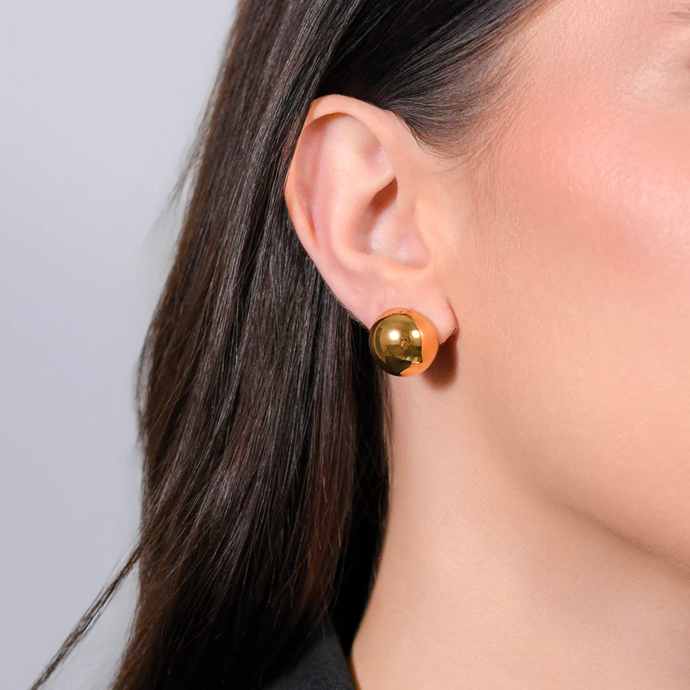 ORECCHINI DONNA A GOCCIA 16 mm IN ACCIAIO IP GOLD - Image 2
