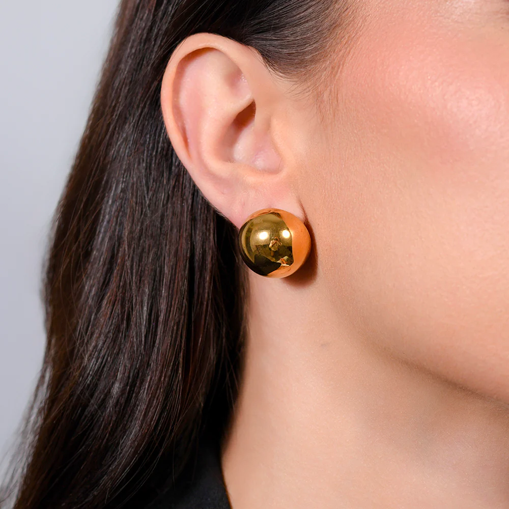 ORECCHINI DONNA A GOCCIA 20 mm IN ACCIAIO IP GOLD - Image 2