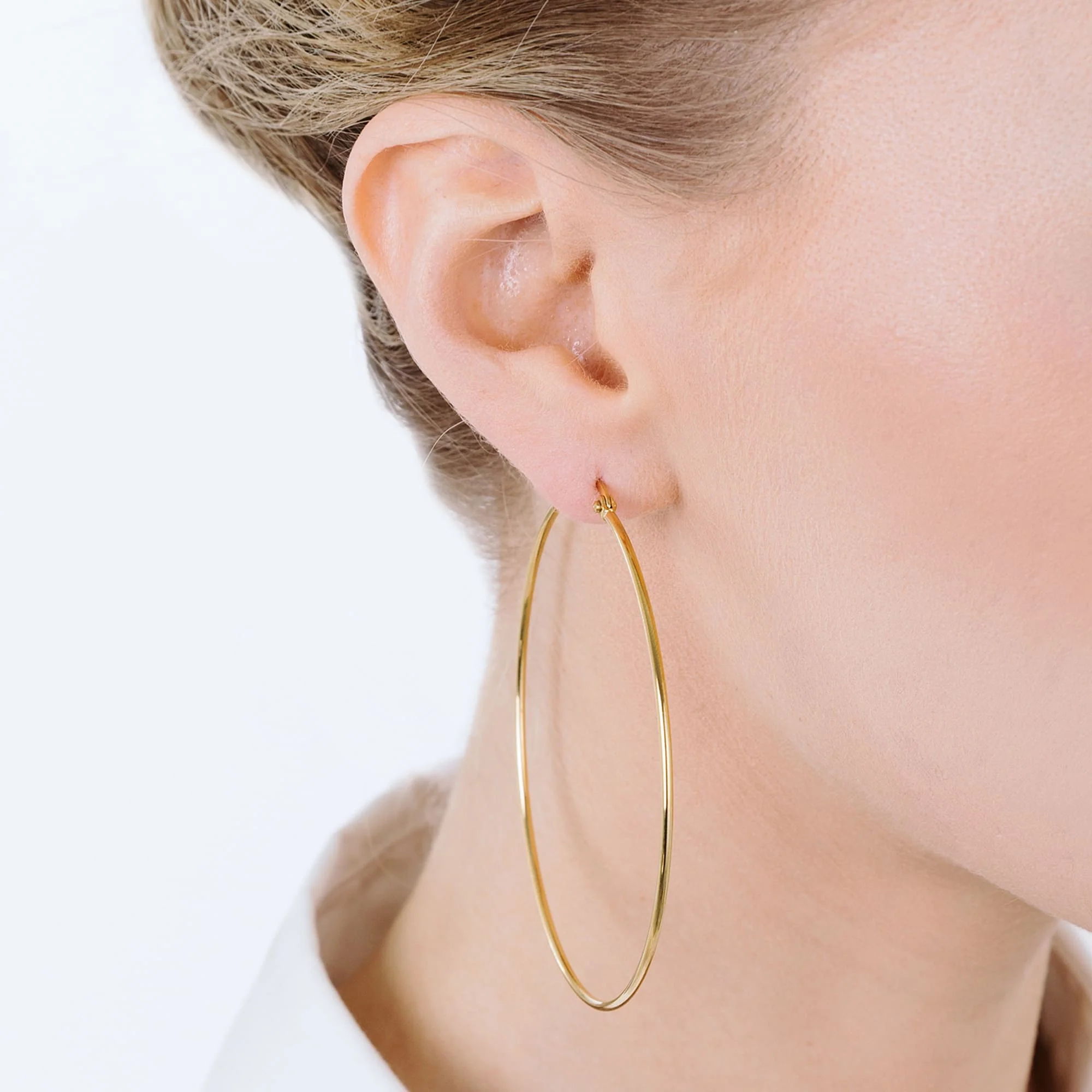 ORECCHINI DONNA CERCHIO IN ACCIAIO DIAMETRO 63 MM - Image 6