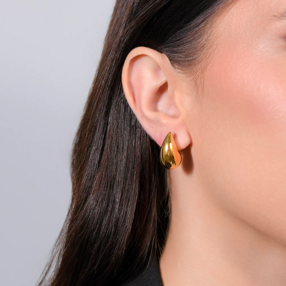 ORECCHINI DONNA IN ACCIAIO A GOCCIA IP GOLD (12x20 mm) - Image 2