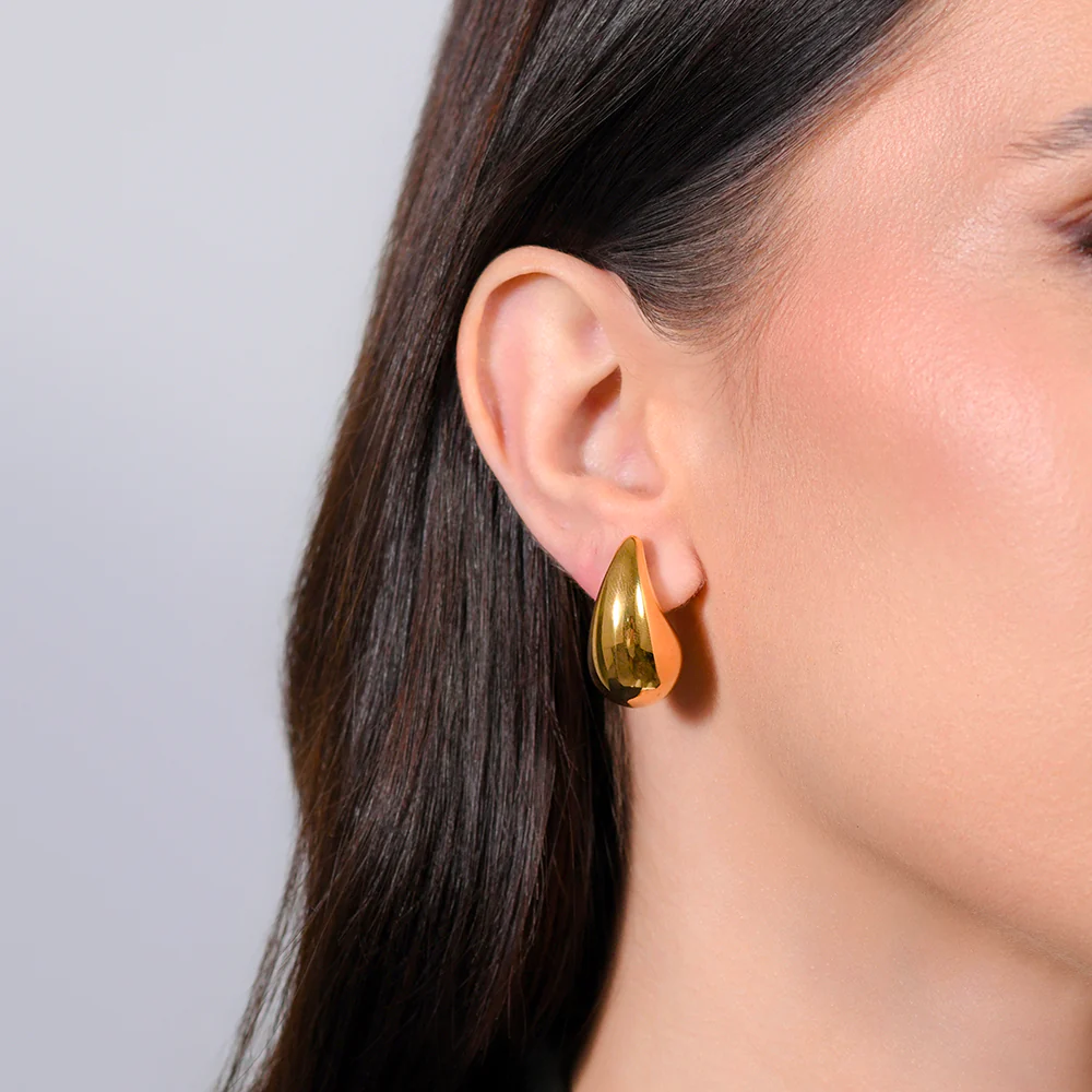 ORECCHINI DONNA IN ACCIAIO A GOCCIA IP GOLD (16x26mm) - Image 2
