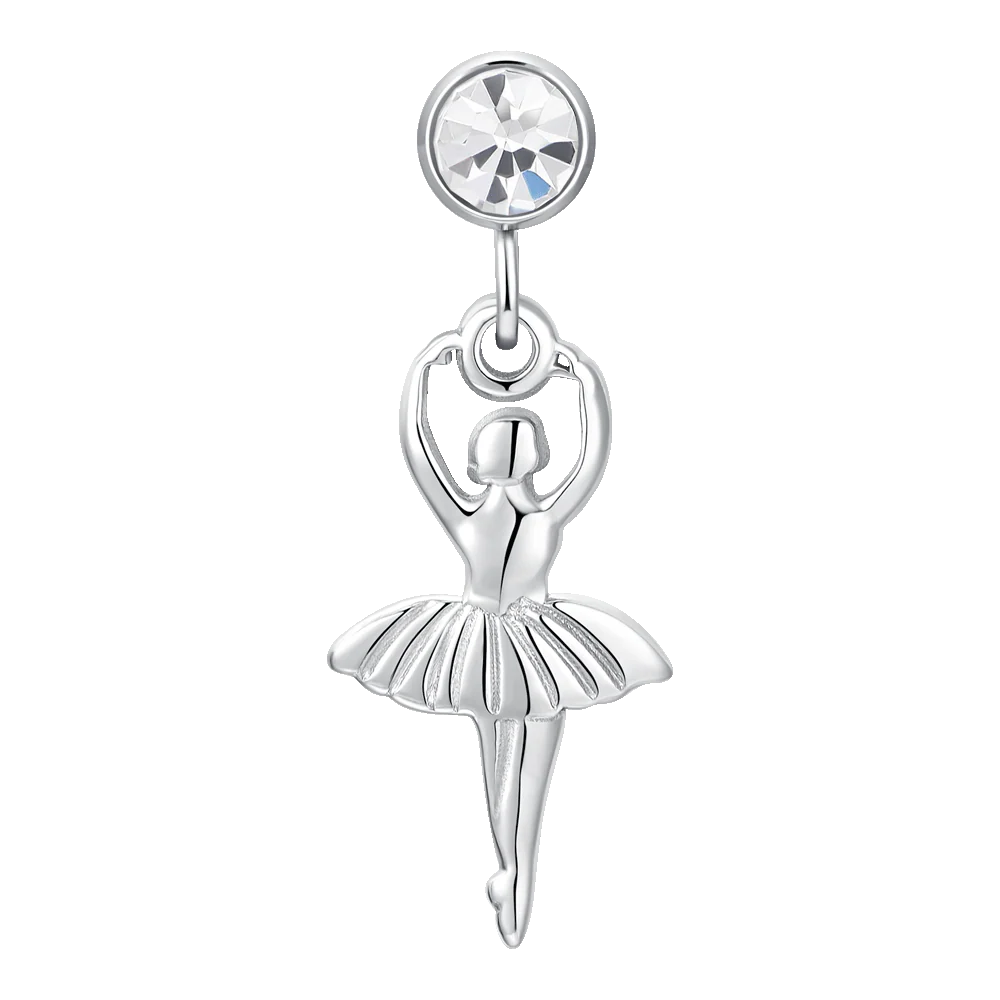 ORECCHINI DONNA IN ACCIAIO CON BALLERINA E ZIRCONE BIANCO