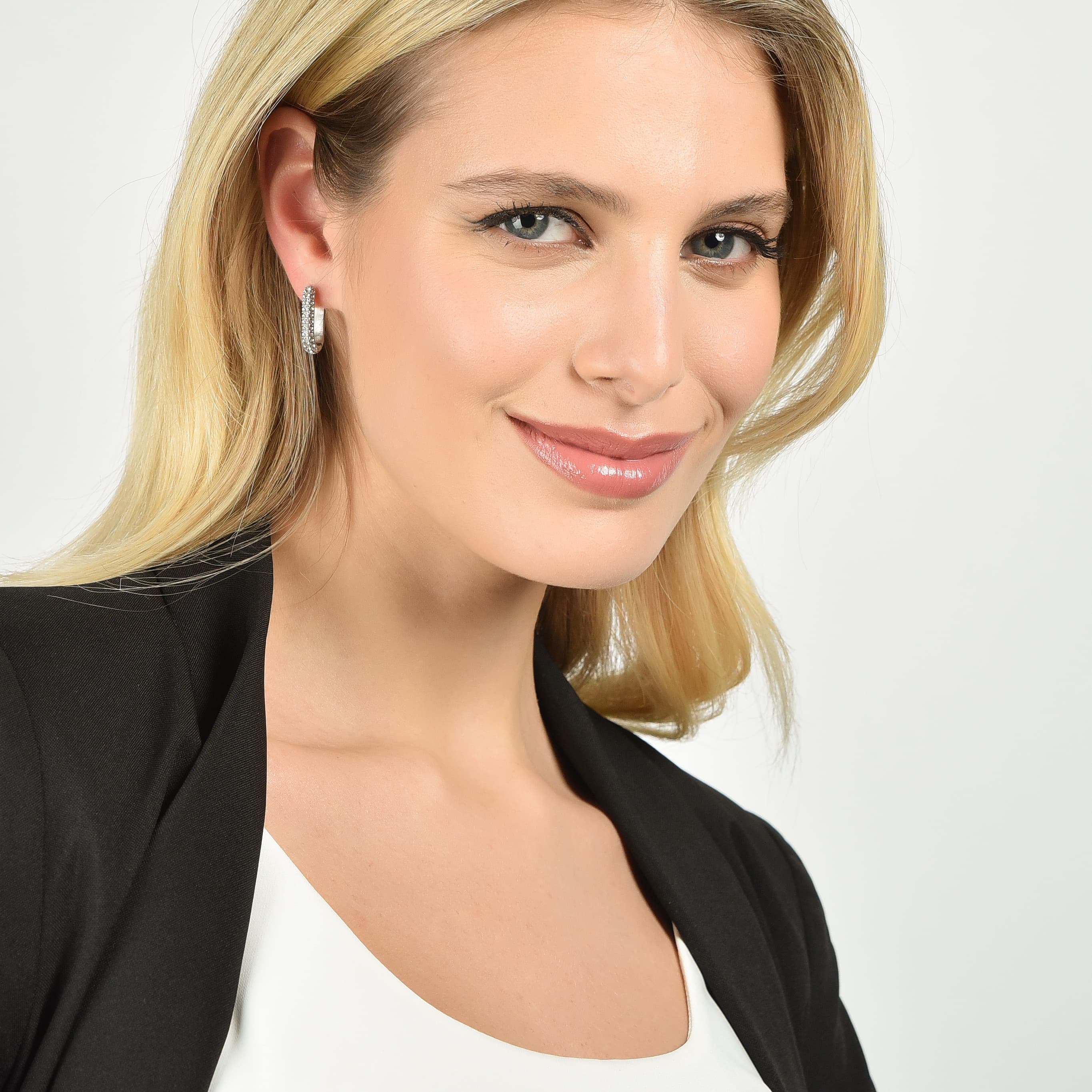 ORECCHINI DONNA IN ACCIAIO CON CRISTALLI BIANCHI - Image 3