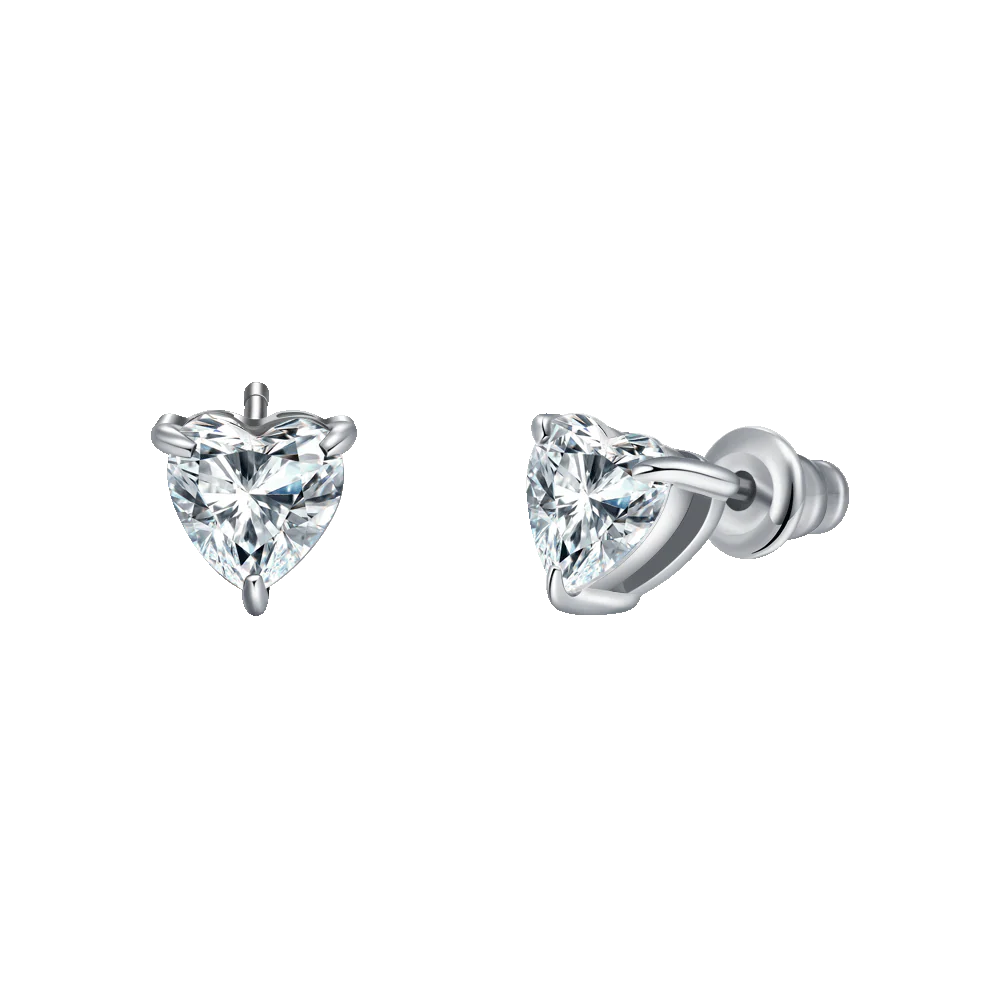 ORECCHINI DONNA IN ACCIAIO CON CUORE CRISTALLO BIANCO