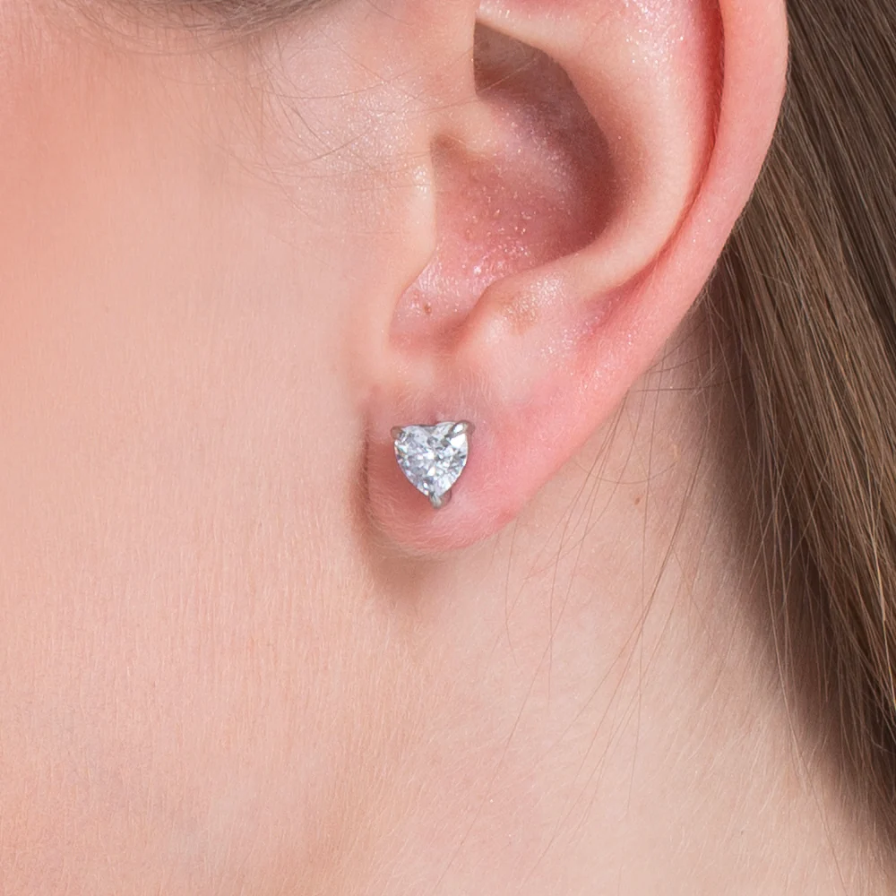 ORECCHINI DONNA IN ACCIAIO CON CUORE CRISTALLO BIANCO - Image 2