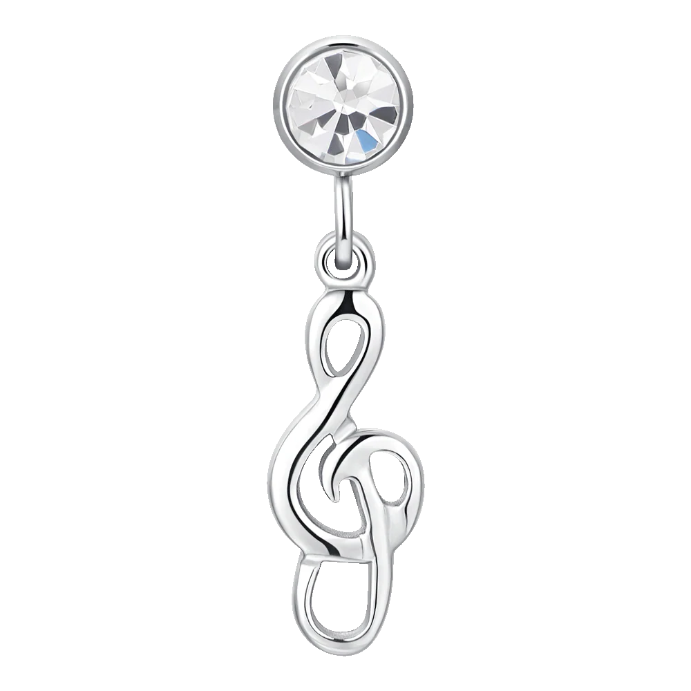 ORECCHINI DONNA IN ACCIAIO CON NOTA MUSICALE E ZIRCONE BIANCO