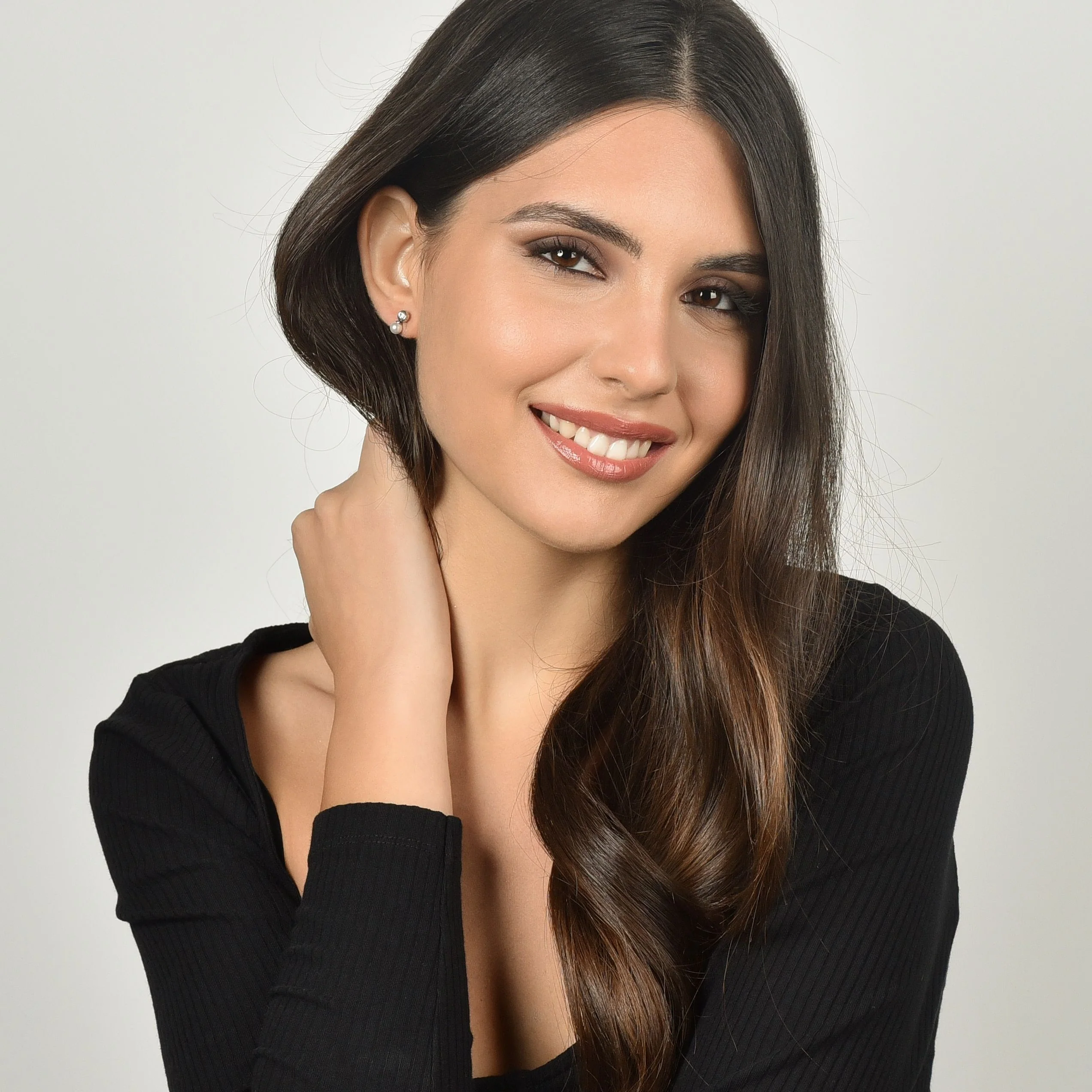 ORECCHINI DONNA IN ACCIAIO CON PERLE CON CRISTALLI BIANCHI - Image 3