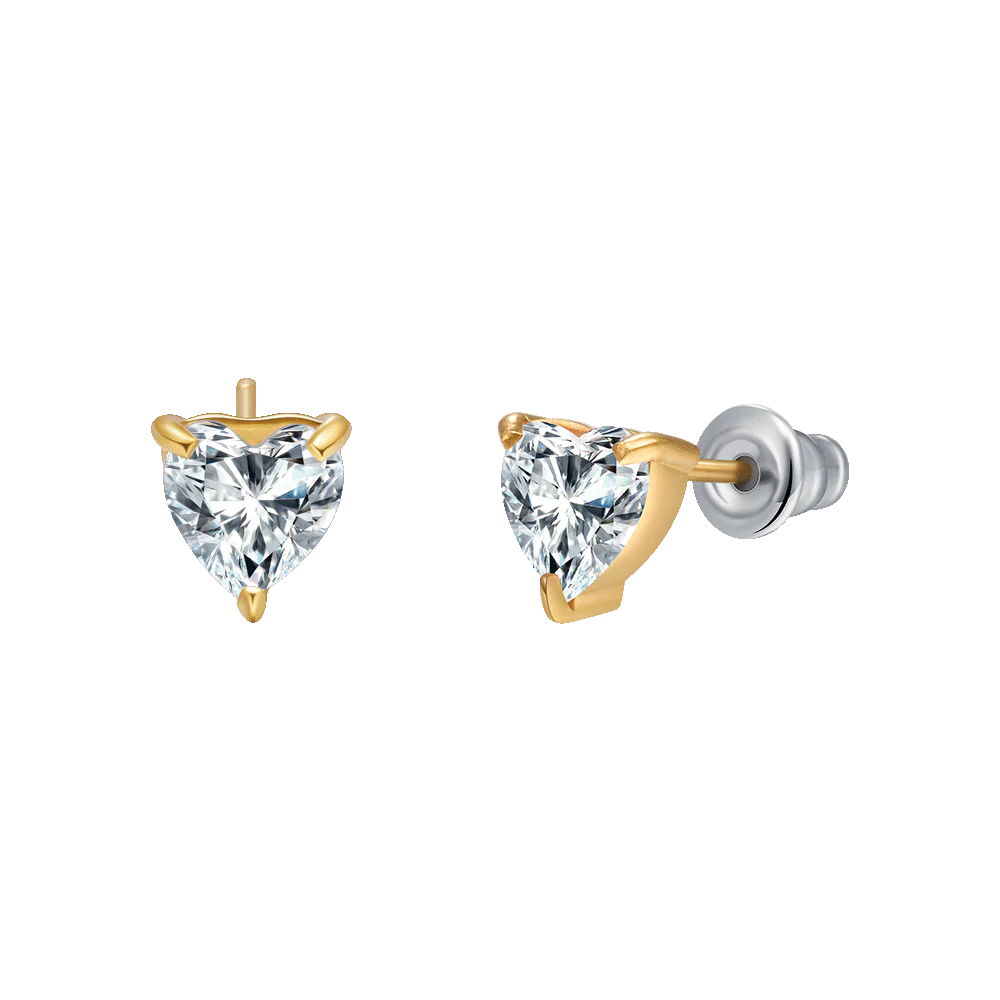 ORECCHINI DONNA IN ACCIAIO E IP GOLD CON CUORE CRISTALLO BIANCO