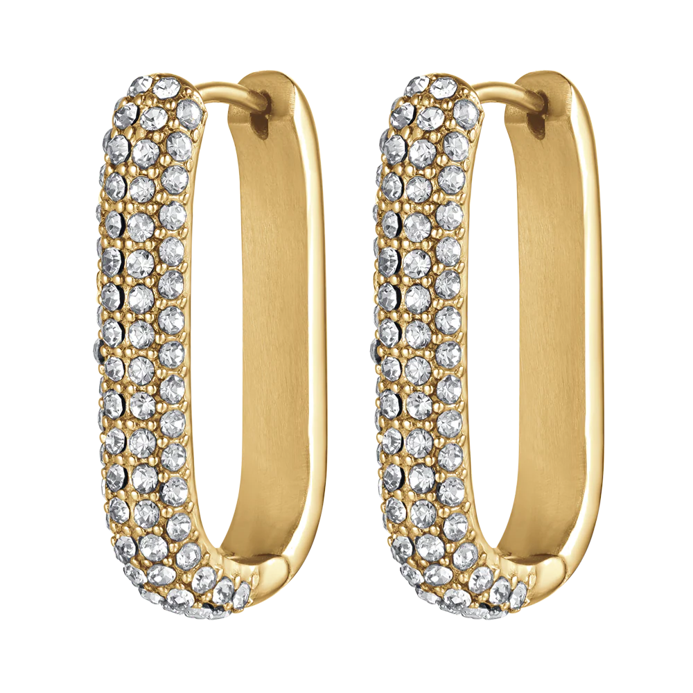 ORECCHINI DONNA IN ACCIAIO IP GOLD CON CRISTALLI BIANCHI