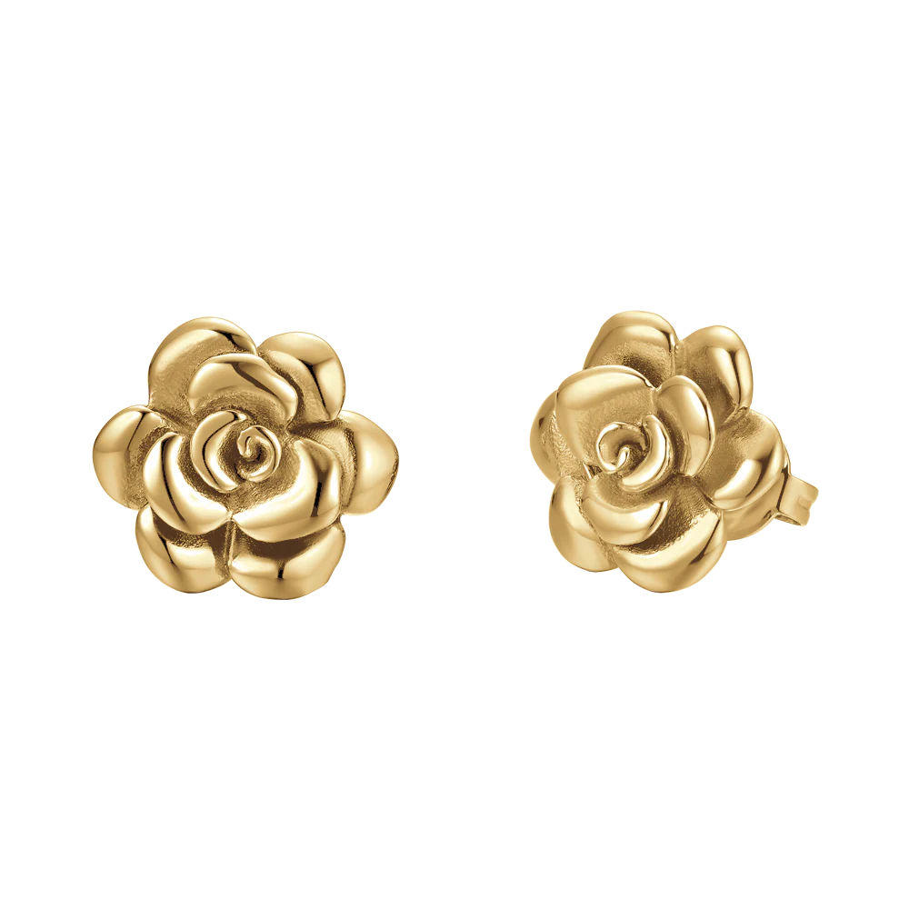 ORECCHINI DONNA IN ACCIAIO IP GOLD CON ROSA