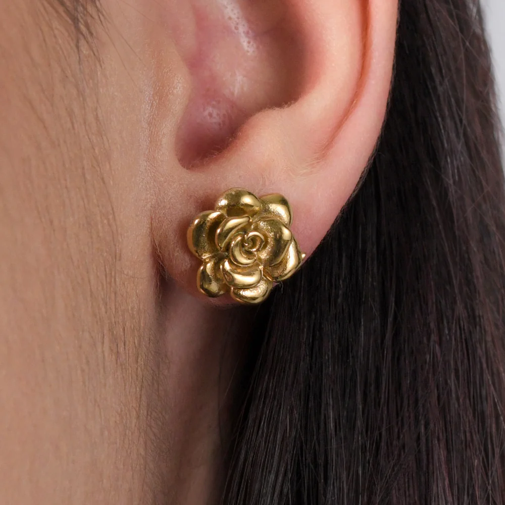ORECCHINI DONNA IN ACCIAIO IP GOLD CON ROSA - Image 2