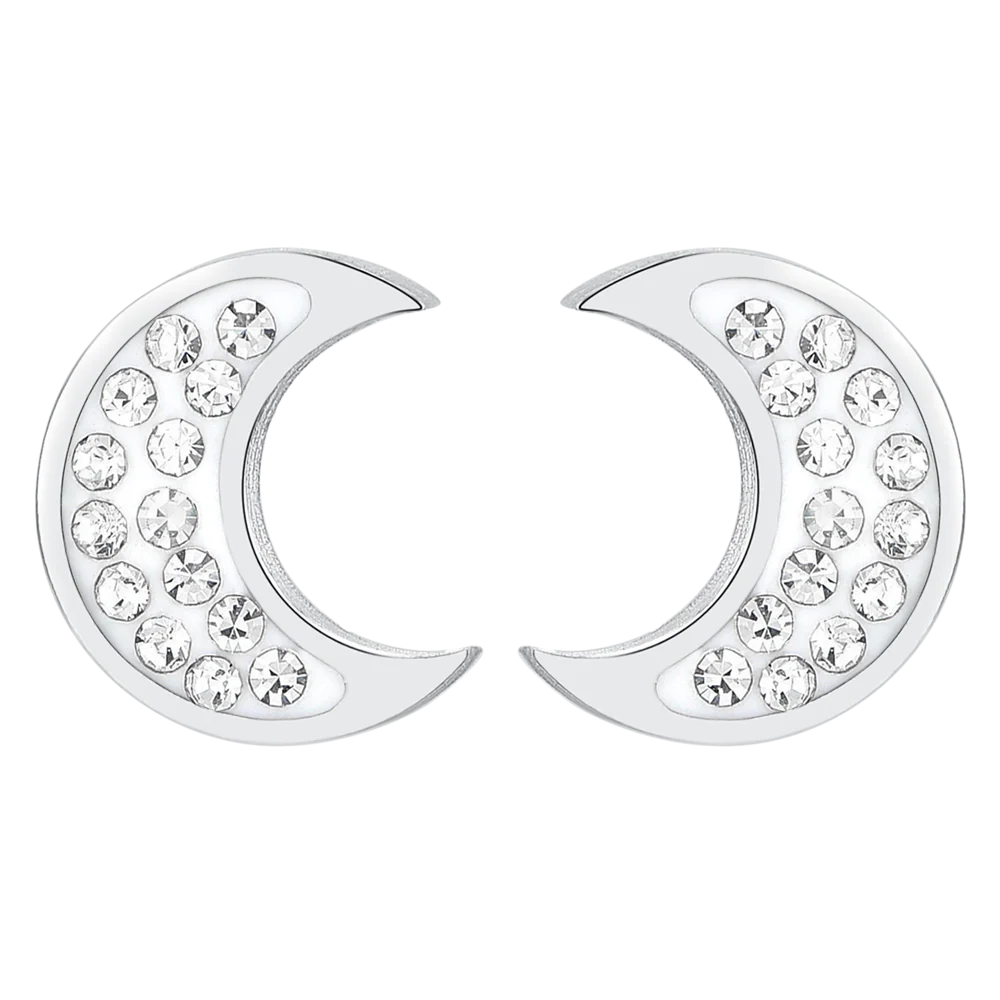 ORECCHINI DONNA IN ACCIAIO LUNA E CRISTALLI