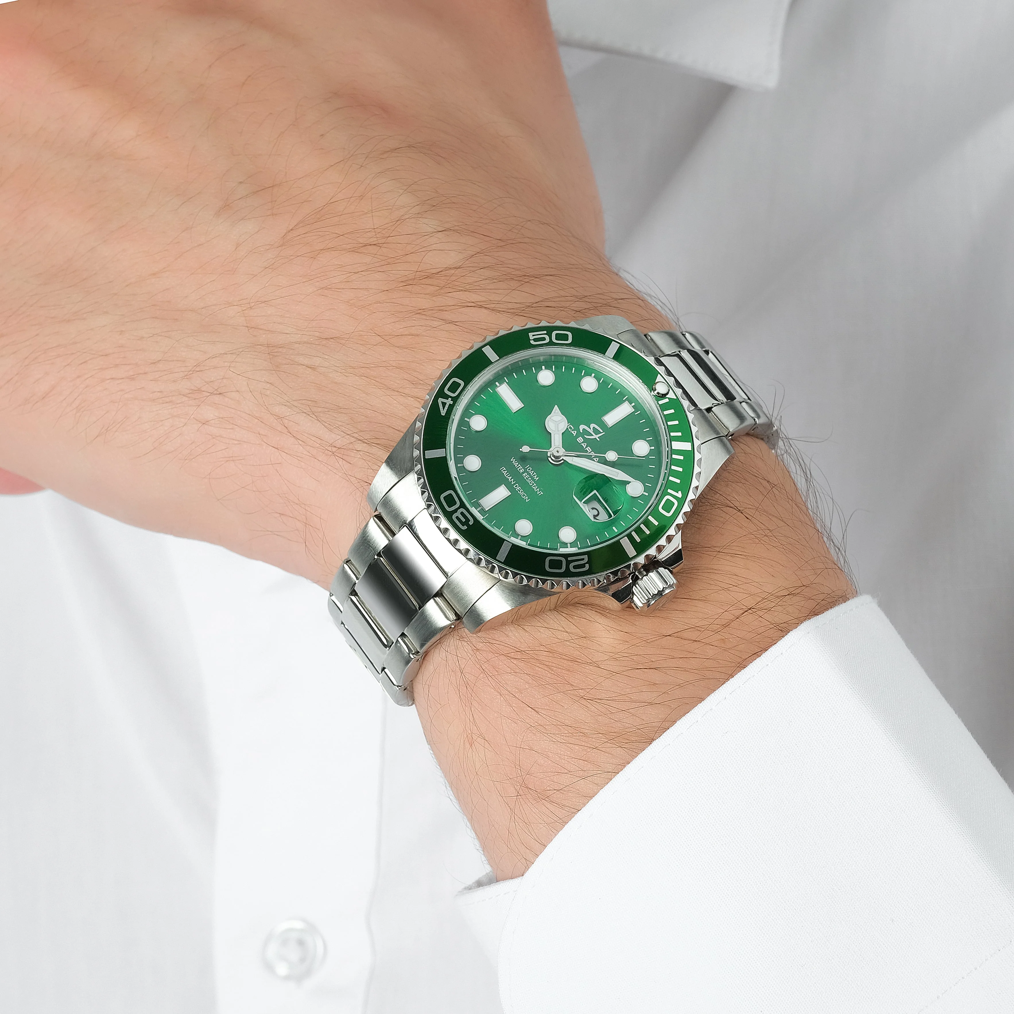 OROLOGIO CON CASSA IN ACCIAIO GHIERA VERDE QUADRANTE VERDE - Image 2