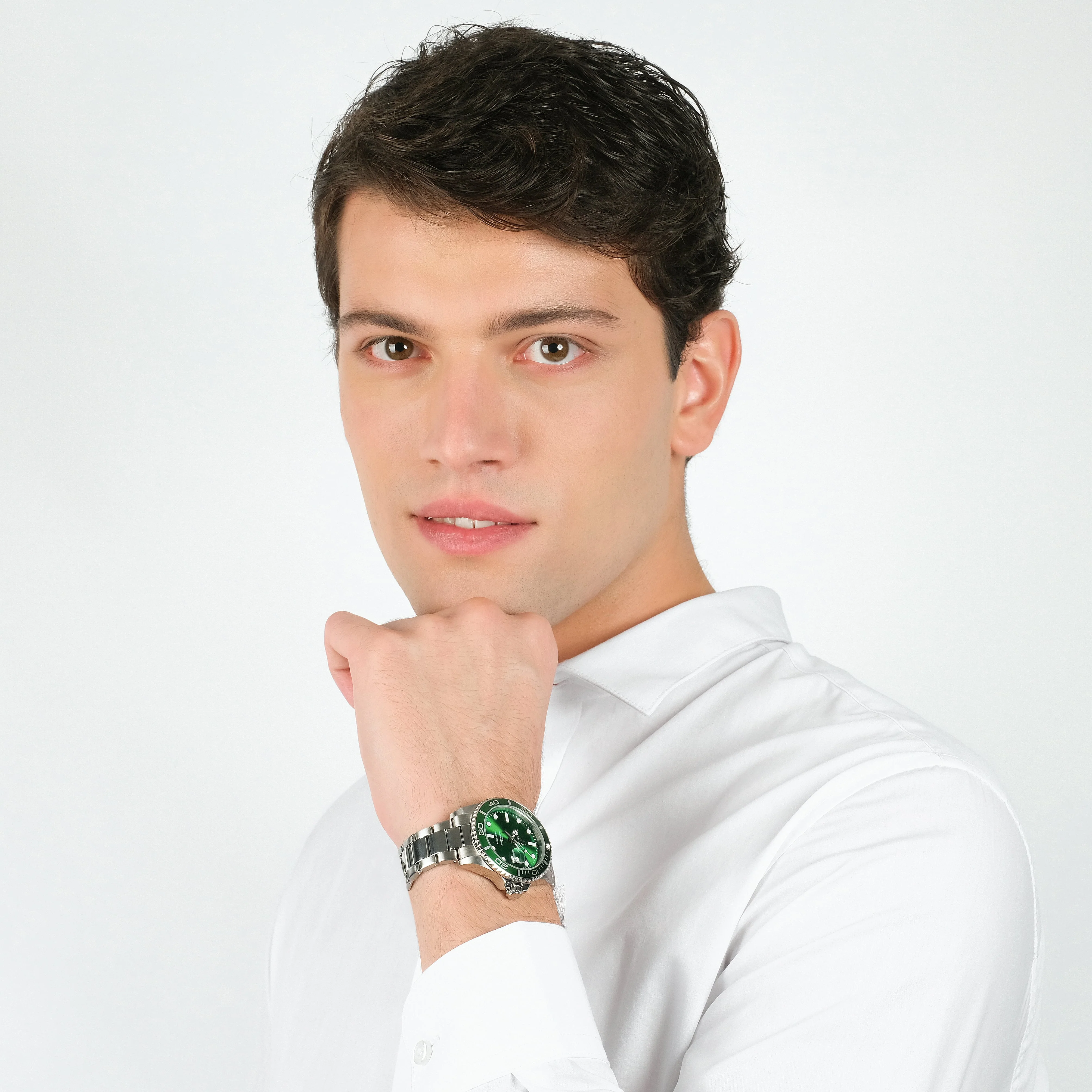OROLOGIO CON CASSA IN ACCIAIO GHIERA VERDE QUADRANTE VERDE - Image 3