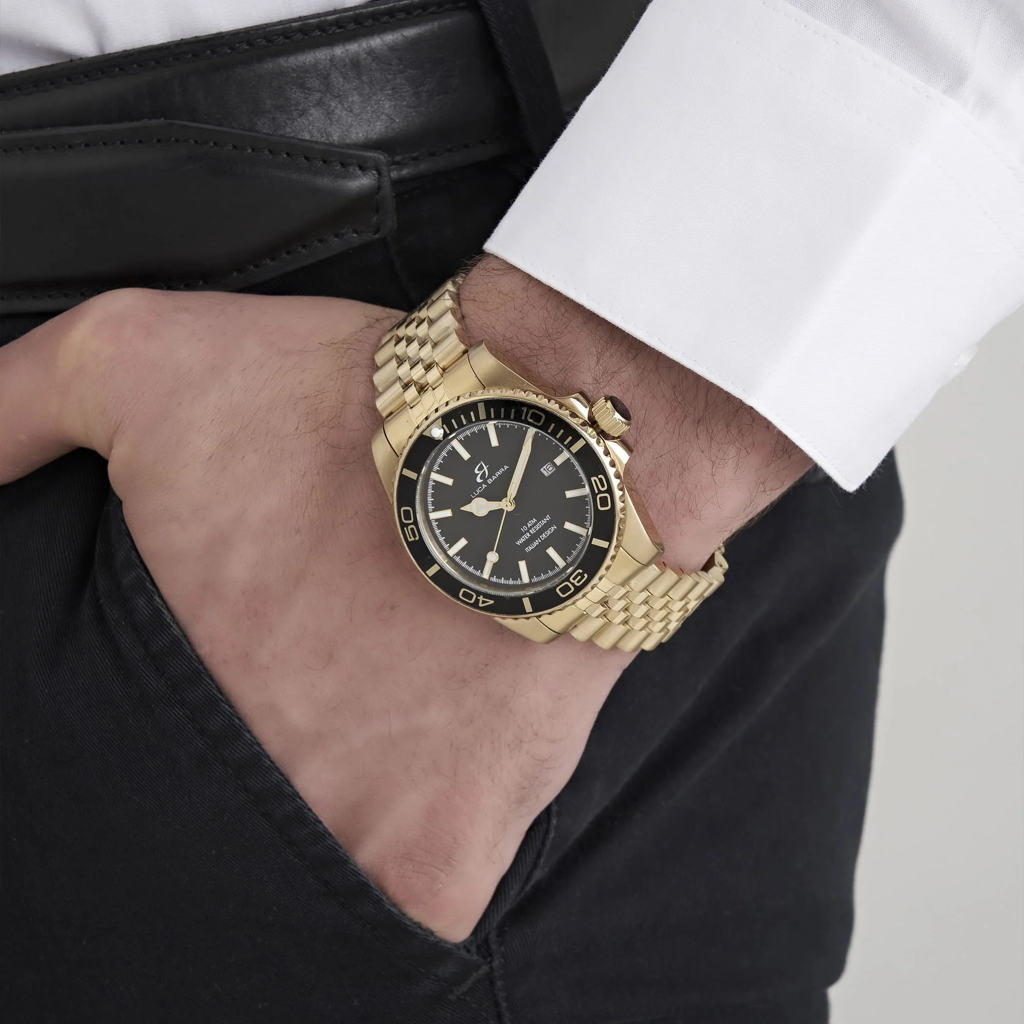OROLOGIO CON CASSA IN ACCIAIO IP GOLD QUADRANTE NERO - Image 3