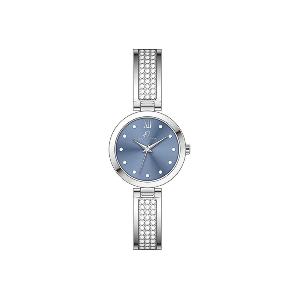 OROLOGIO DONNA IN ACCIAIO CRISTALLI E QUADRANTE CELESTE