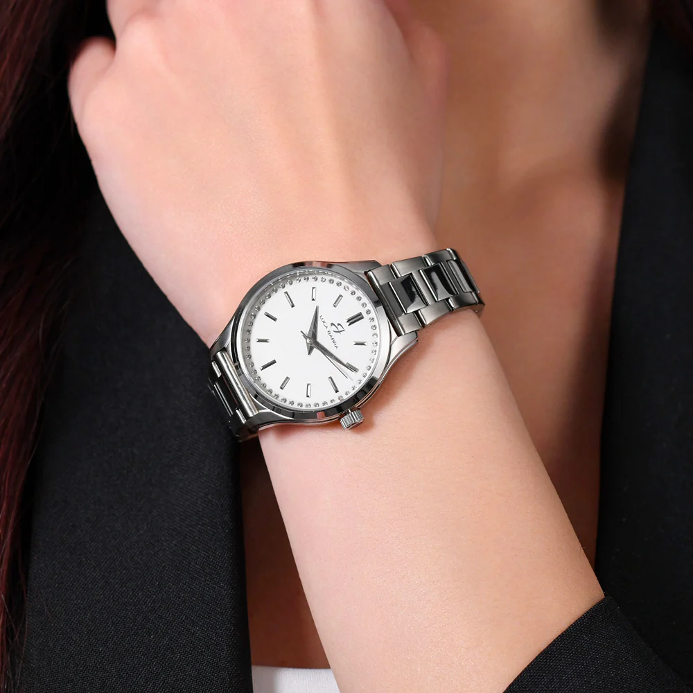 OROLOGIO DONNA IN ACCIAIO GHIERA CRISTALLI BIANCHI - Image 2
