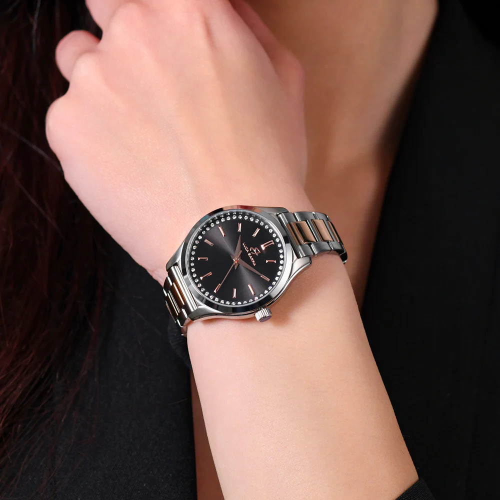 OROLOGIO DONNA IN ACCIAIO GHIERA NERA E IP GOLD - Image 2
