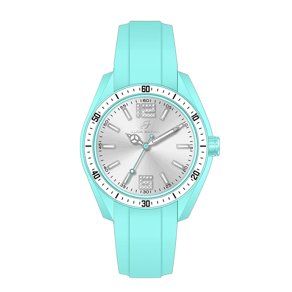 OROLOGIO DONNA IN SILICONE ACQUAMARINA E BIANCO