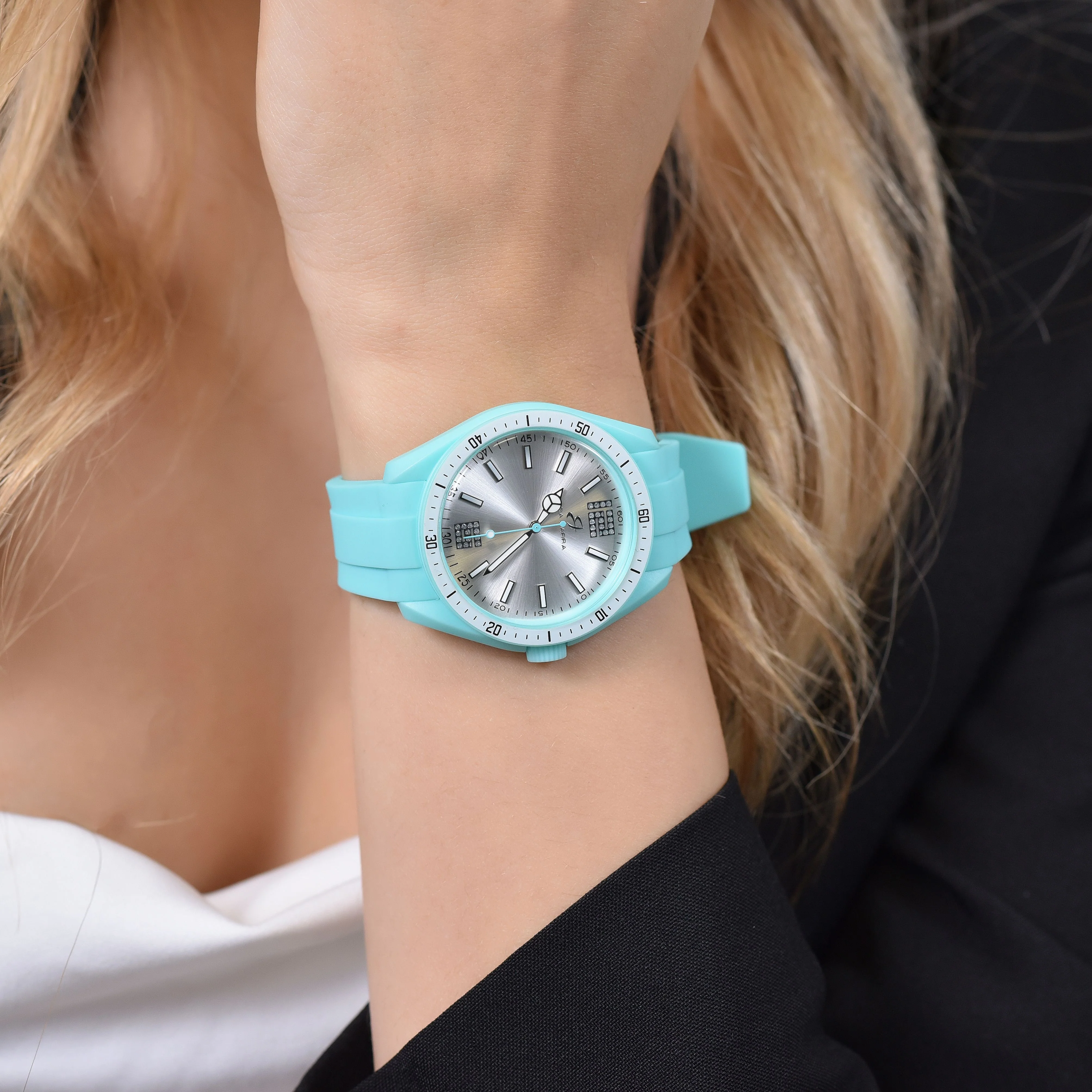 OROLOGIO DONNA IN SILICONE ACQUAMARINA E BIANCO - Image 2