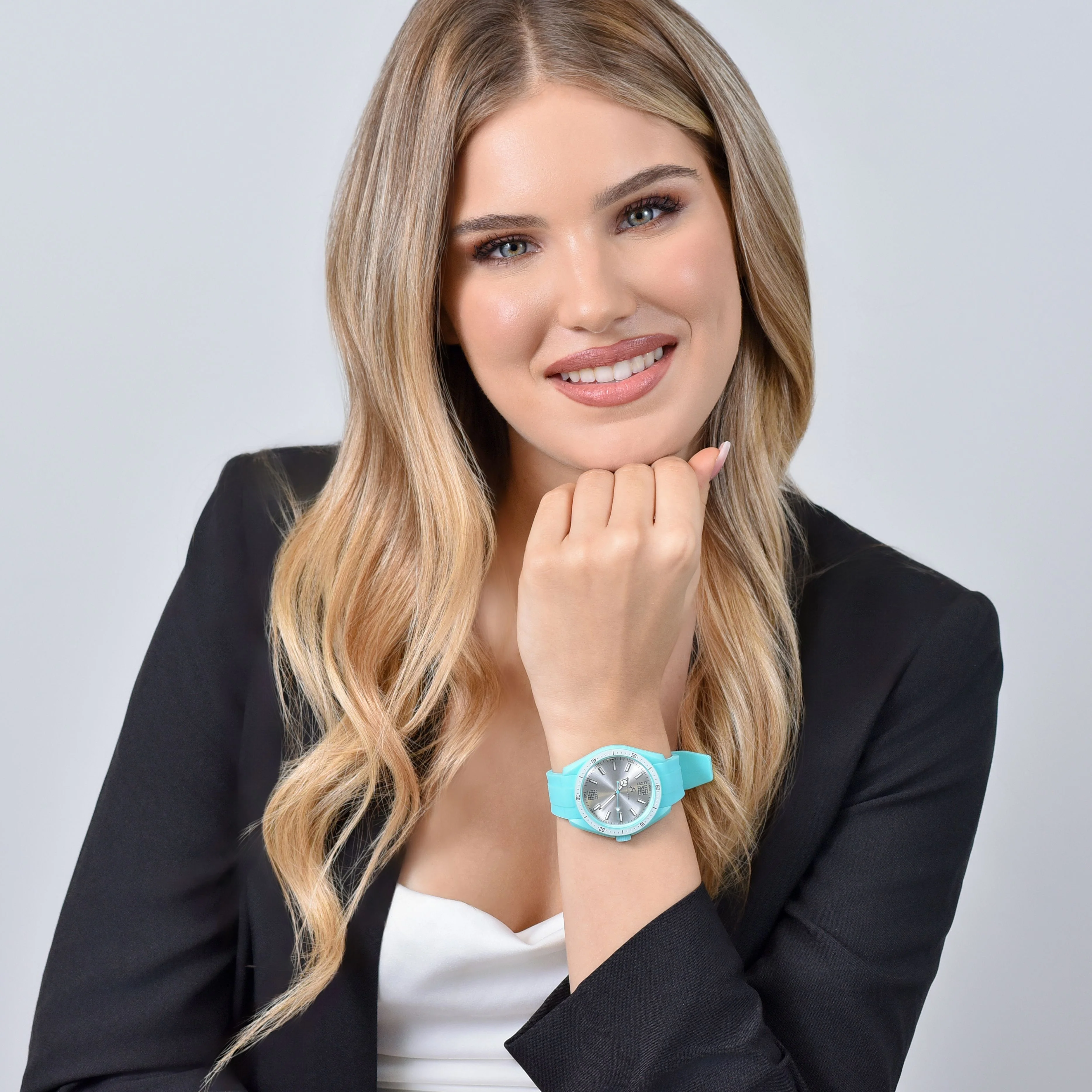 OROLOGIO DONNA IN SILICONE ACQUAMARINA E BIANCO - Image 3