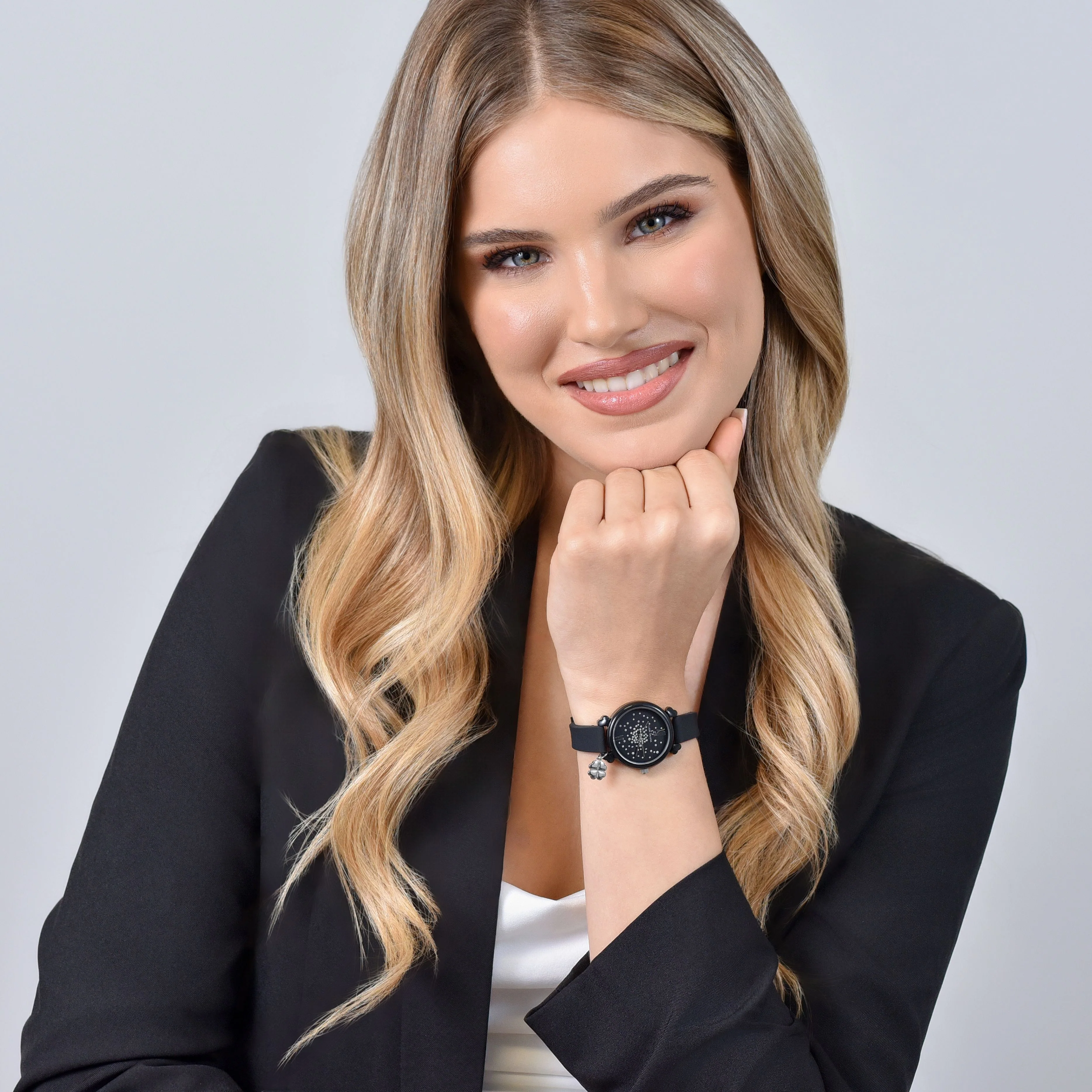OROLOGIO DONNA IN SILICONE NERO E CRISTALLI BIANCHI - Image 3