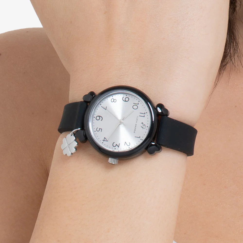 OROLOGIO DONNA NERO CON CHARM QUADRIFOGLIO - Image 2
