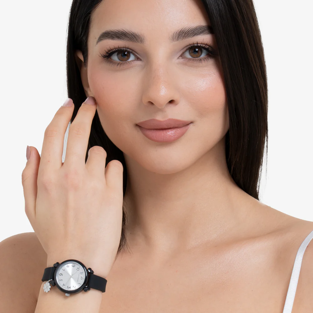 OROLOGIO DONNA NERO CON CHARM QUADRIFOGLIO - Image 3