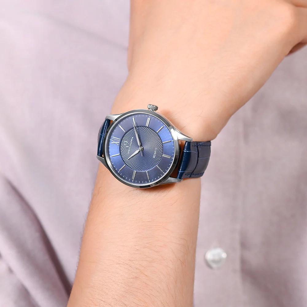 OROLOGIO UOMO IN ACCIAIO CINTURINO PELLE BLU - Image 2
