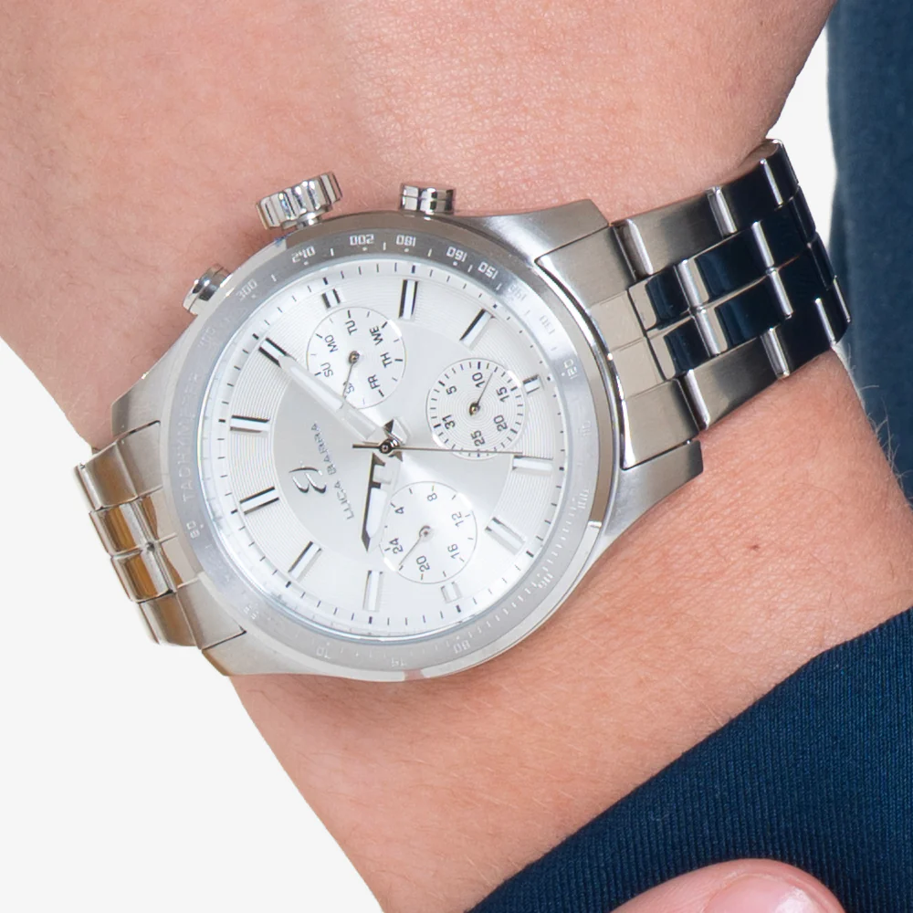 OROLOGIO UOMO IN ACCIAIO CON QUADRANTE SILVER E GHIERA SILVER - Image 2