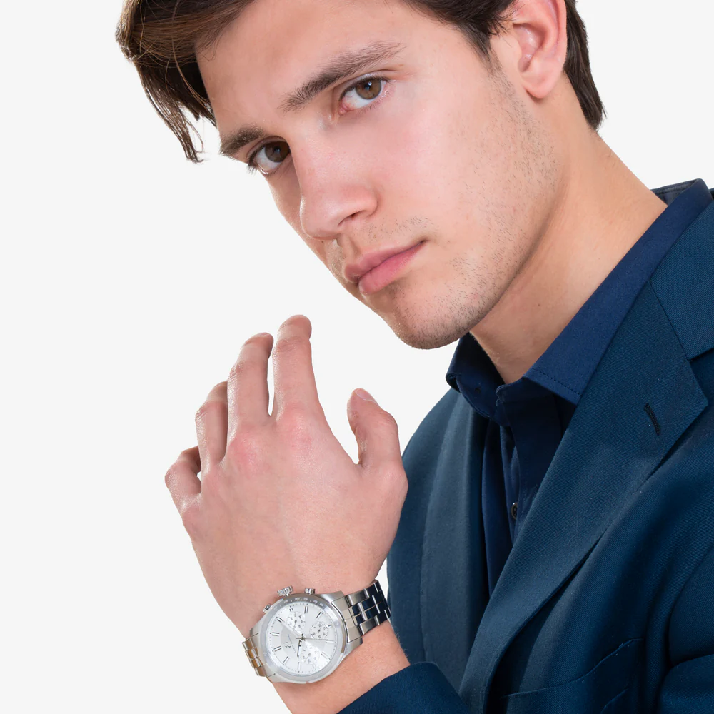 OROLOGIO UOMO IN ACCIAIO CON QUADRANTE SILVER E GHIERA SILVER - Image 3