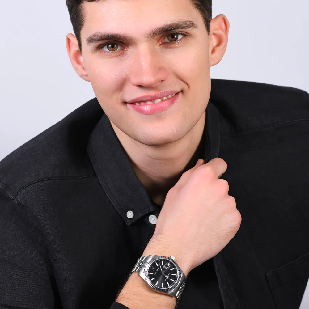 OROLOGIO UOMO IN ACCIAIO GHIERA ZIGRINATA - Image 3
