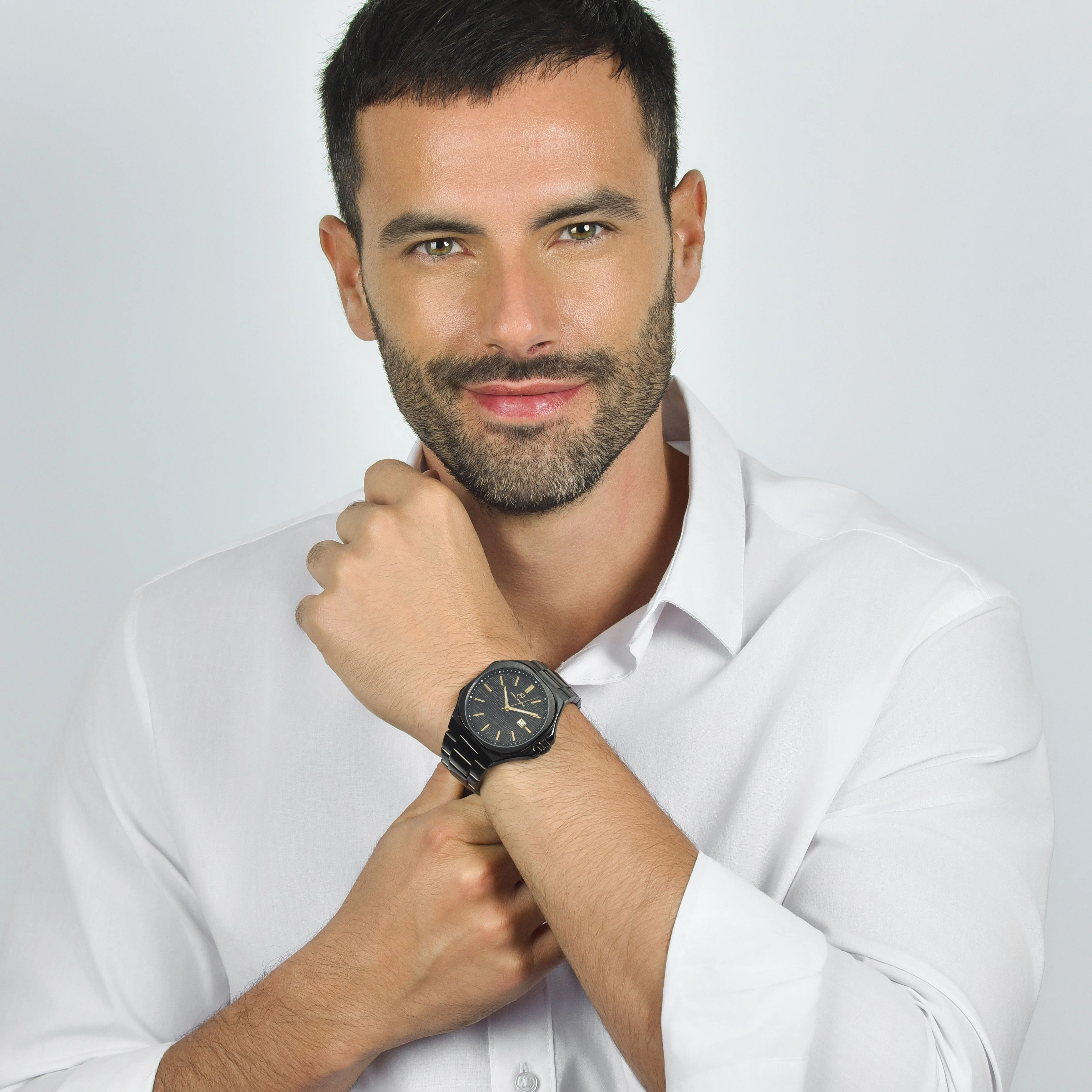 OROLOGIO UOMO IN ACCIAIO IP NERO QUADRANTE NERO, DETTAGLI IP GOLD - Image 3