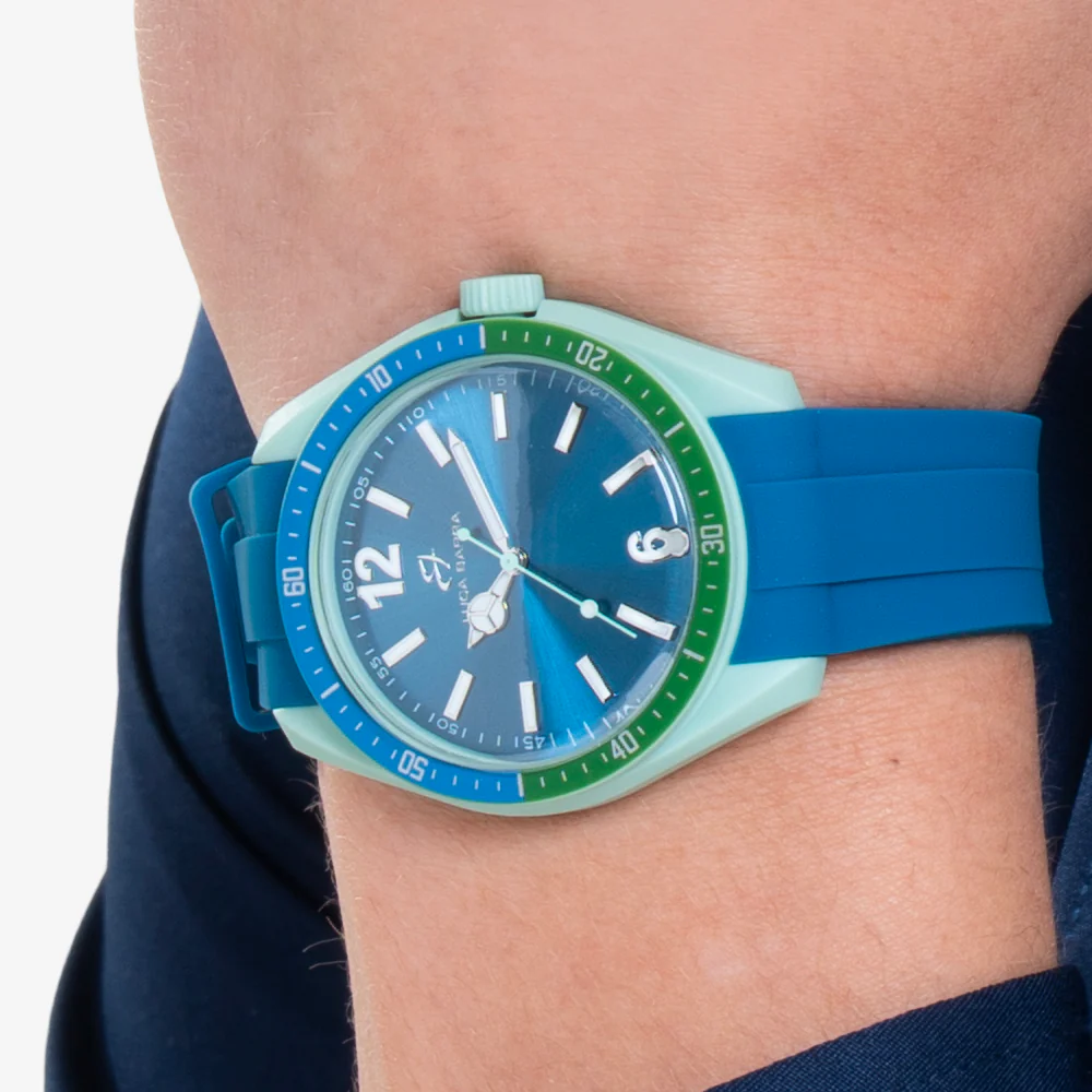 OROLOGIO UOMO IN SILICONE BLU E VERDE - Image 2