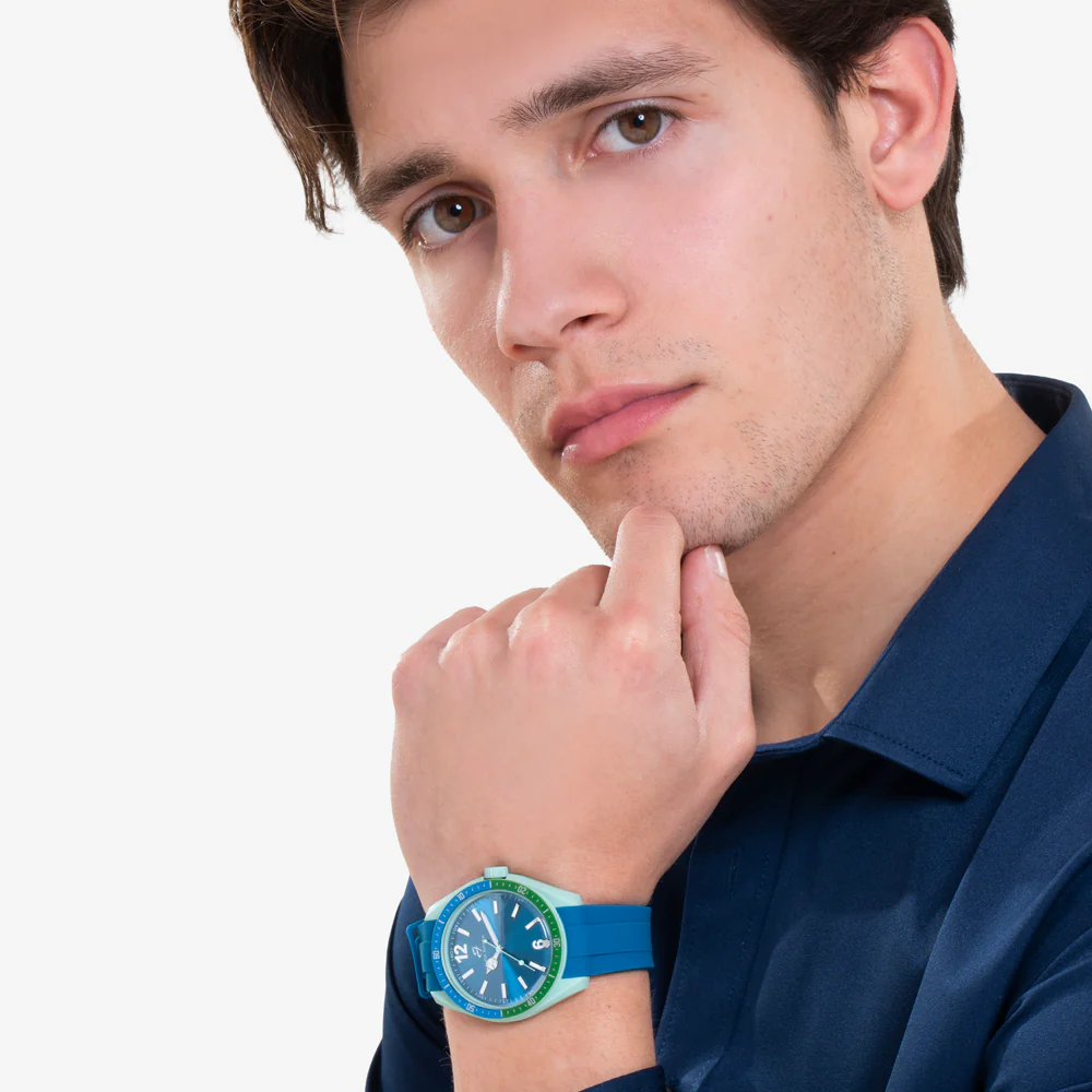 OROLOGIO UOMO IN SILICONE BLU E VERDE - Image 3