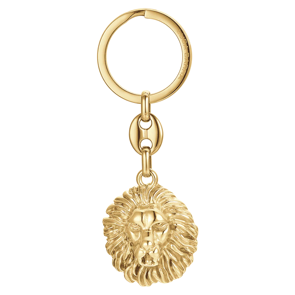 PORTACHIAVI UOMO IN ACCIAIO IP GOLD TESTA DI LEONE